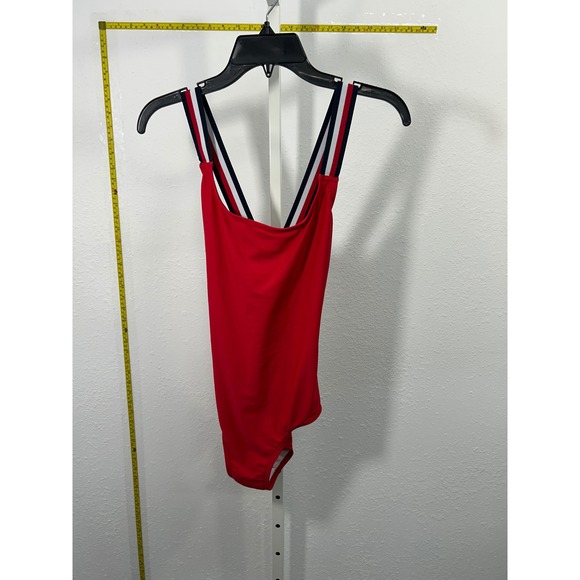 Tommy Hilfiger Other - Tommy Hilfiger Red One Piece Swimsuit Striped Straps Medium Scoop Neck Sporty